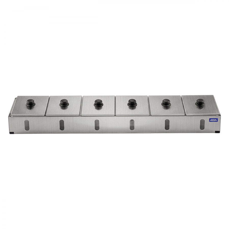 Condimentadora Pizzarola Inox 6 Cubas Acrílico Tampa Individual - Aisa